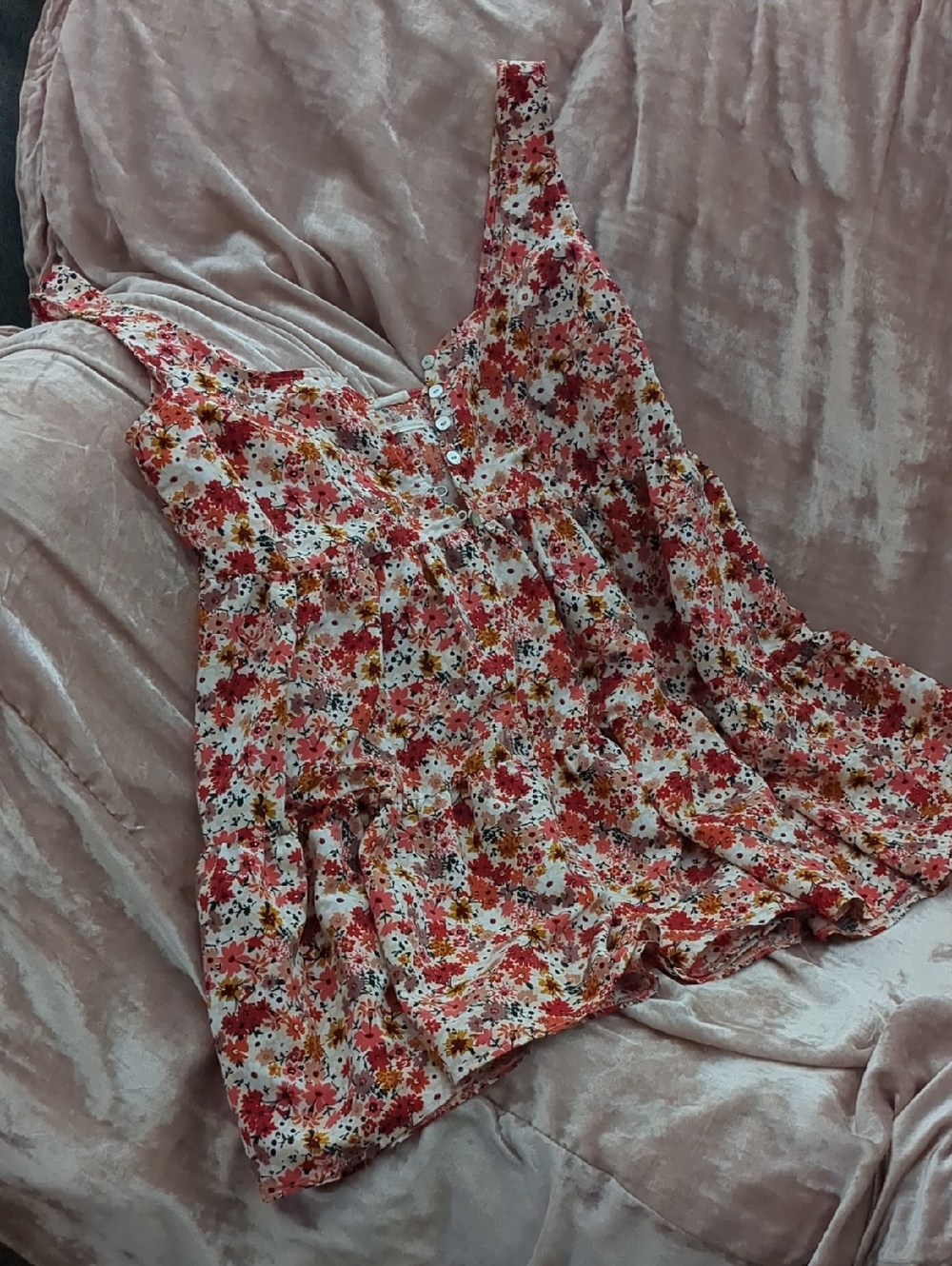 Urban Outfitters Floral Button-Front Romper in White, Red, Pink